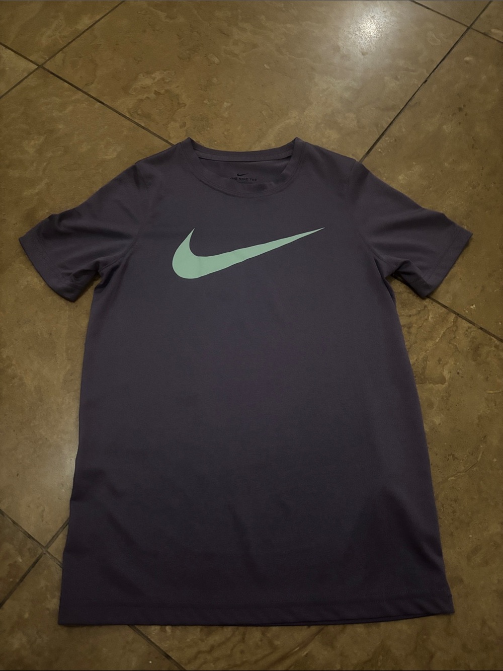 Nike Men’s Purple Short Sleeve Tee with Mint Swoosh